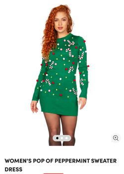 WOMEN'S POP OF PEPPERMINT SWEATER DRESS