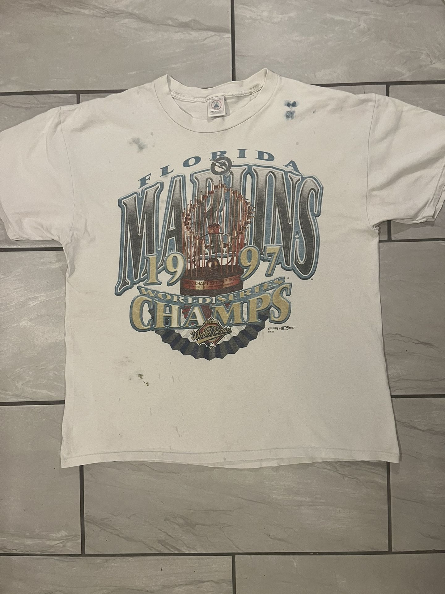 Vintage 90s Florida Marlins 1997 World Series Champions MLB T-shirt Sz XL Delta