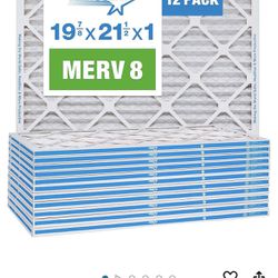 Aerostar 19 7/8x21 1/2x1 MERV 8 Pleated Air Filter, AC Furnace Air Filter, 12 Pack (Actual Size: 19 7/8" x 21 1/2" x 3/4")