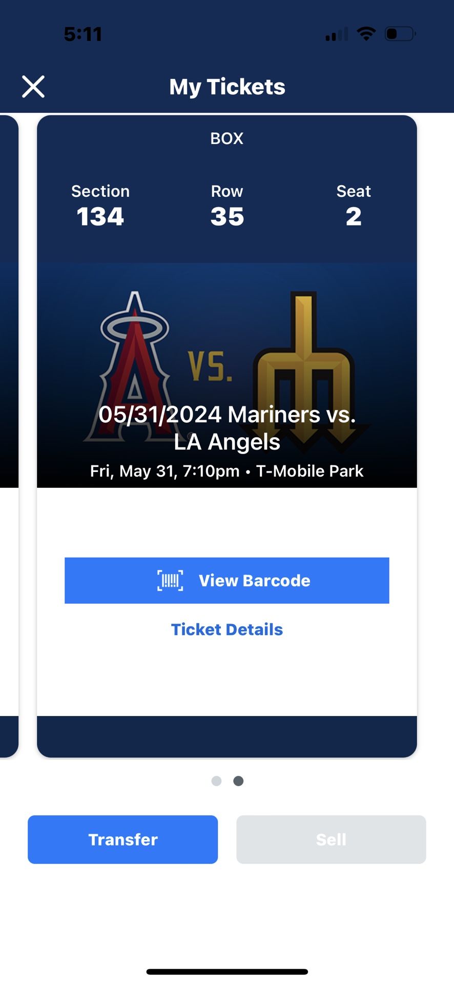 2 - 100 Level Mariner Tickets