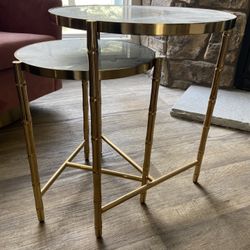 Set Of 2 Gold Nesting Tables