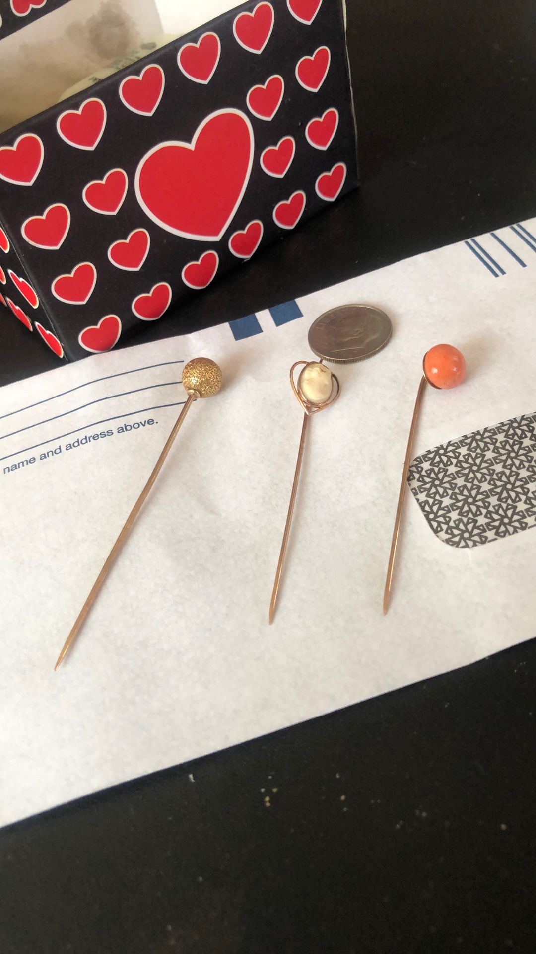 18 karat and 14 karat antique tiepins