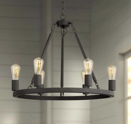 Daniel 24 1/2" Wide Matte Black 6-Light Chandelier