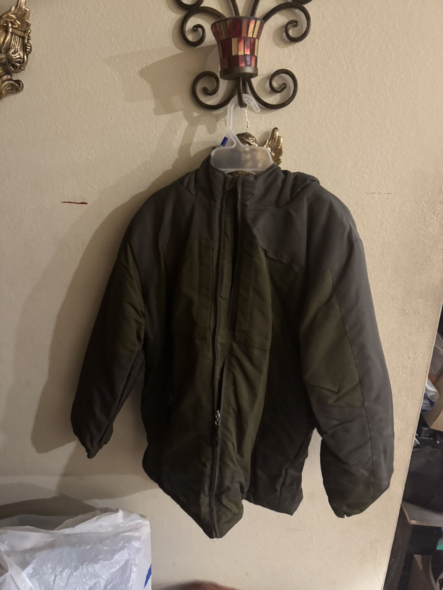 New Heavy Weight Water Resistant Olive/Dark Gray Size 10/12 Jacket $15