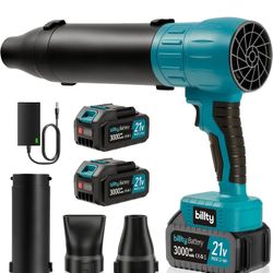 Cordless Leaf Blower, Premium Handheld Leaf Blower + 3 Nozzles and 2 Batteries with Level Indicator,
