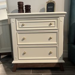 Pair of Refinished Solid Wood Cream Nightstands