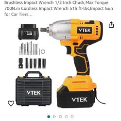 Brushless Impact Wrench 1/2 Inch Chuck,Max Torque 700N.m Cordless Impact Wrench 515 ft-lbs,Impact Gun for Car Tiers…