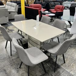 Modern Dining Table with 6 Chairs / Mesa de comedor moderna con 6 sillas