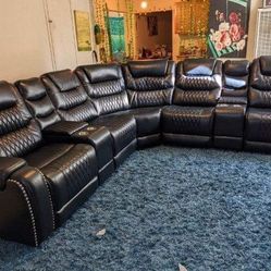 New Navy Blue Recliner Sectional Couch Only $50 Down Payment 