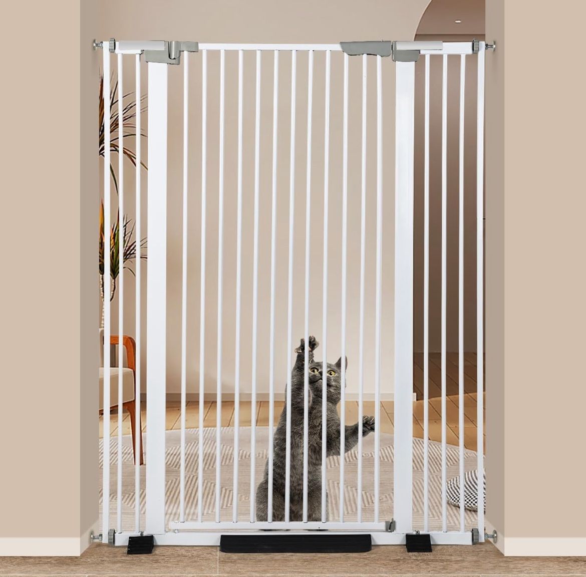 Ulifemate 51.18" Extra Tall Cat Gate For Door Way Auto Close