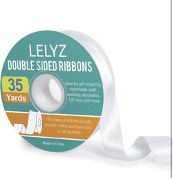 Double Faced Satin White Ribbon,1" x 35 Yards Polyester Solid Fabric Ribbons Roll for Crafts,Gift Wrapping,Birthday Party Wedding Decorations,Hair Bow