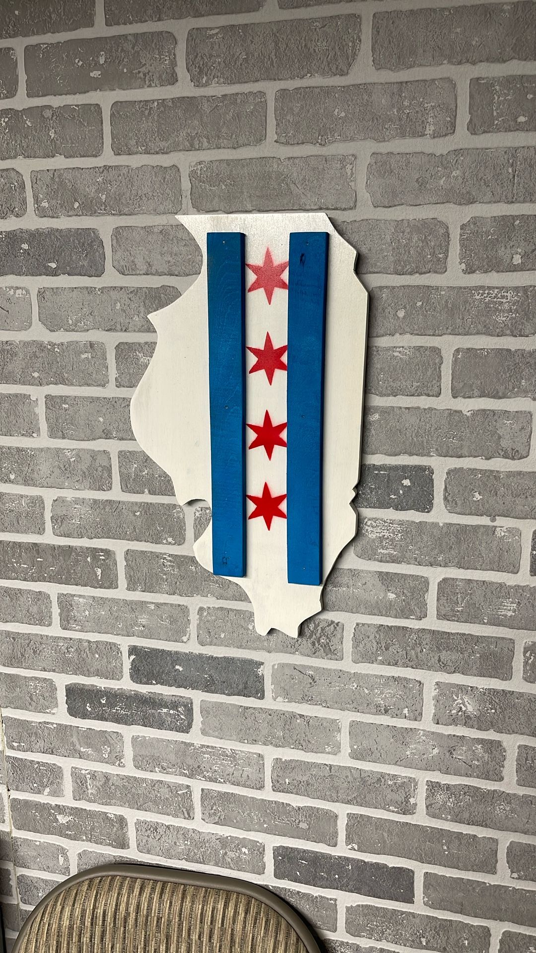 Illinois Wood Art Chicago Flag