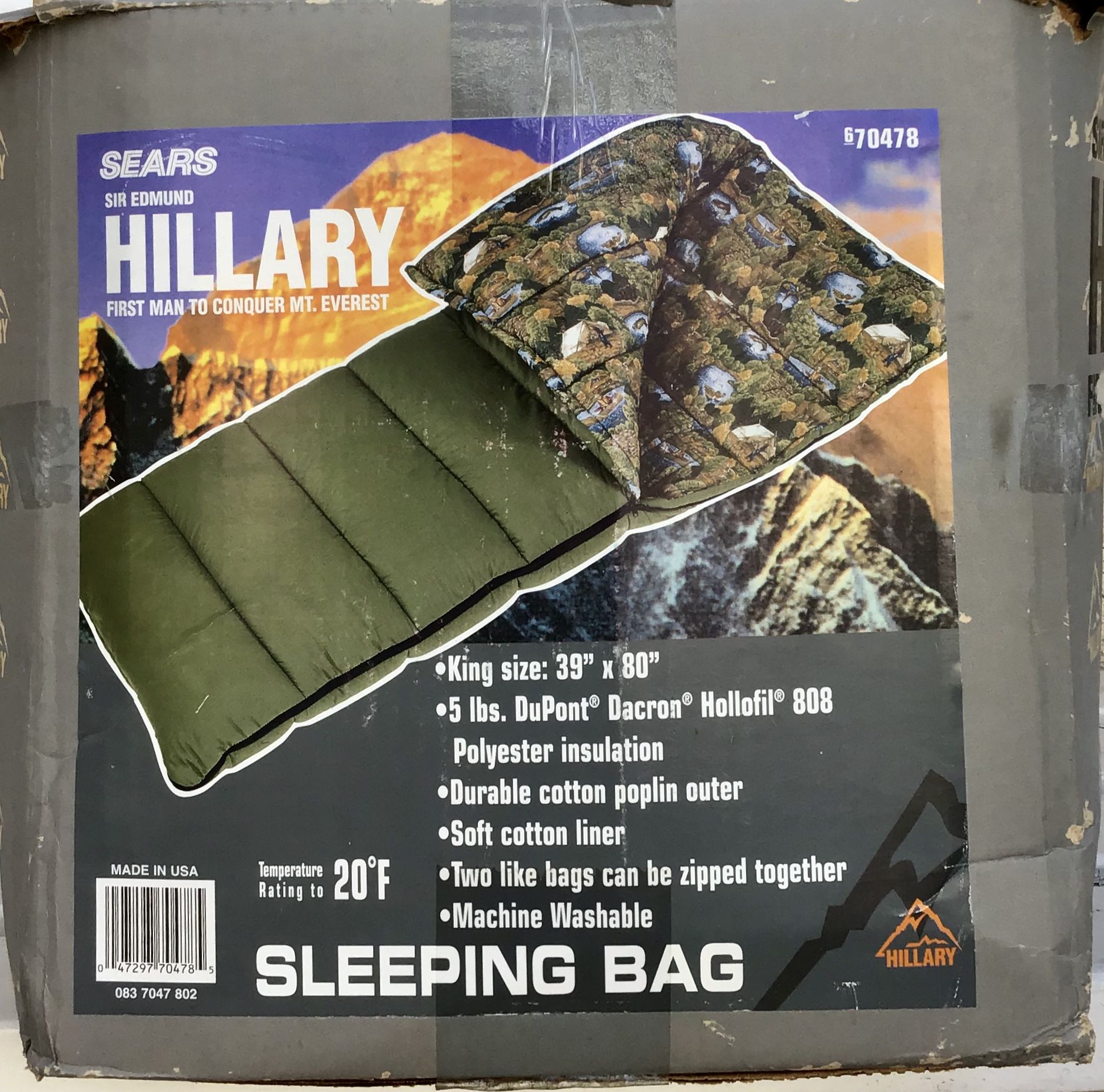 NEW Sir Edmund Hillary Sleeping Bag Open Box USA Made Christmas Gift