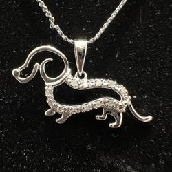 Sterling Silver Dachshund Pendant with Necklace