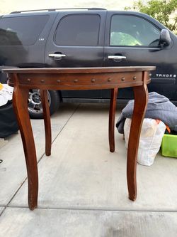 Wood Accent Side Table with Nailhead Trim