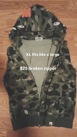 BAPE Camo Full-Zip Shark Hoodie XL
