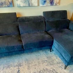 Royal Blue Microfiber Sectional Sofa With Metal Feet 