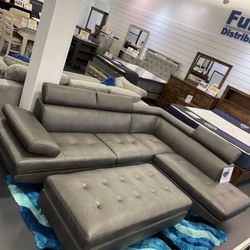 New year sale. Ibiza gray sectional with ottoman now $999. Easy finance option. Same day delivery.