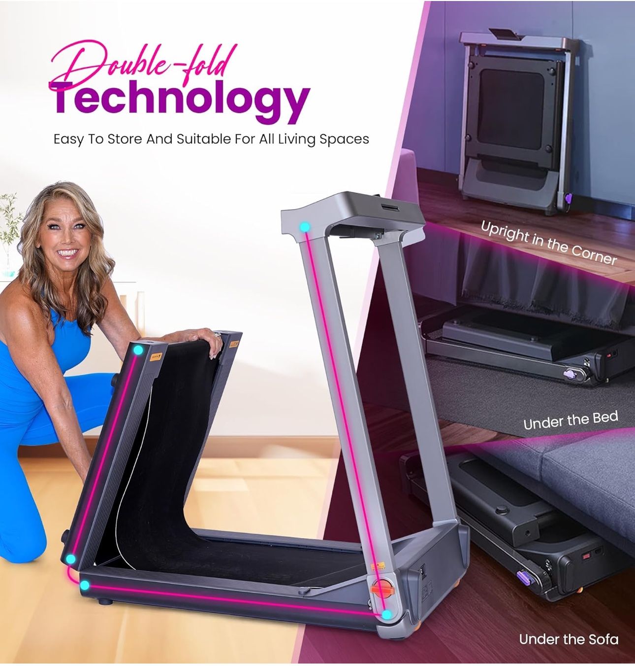 WalkingPad Denise Austin Collapsible Treadmill with Double Fold Technology