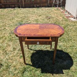 Vintage Wooden Glass Top Desk With Chair 