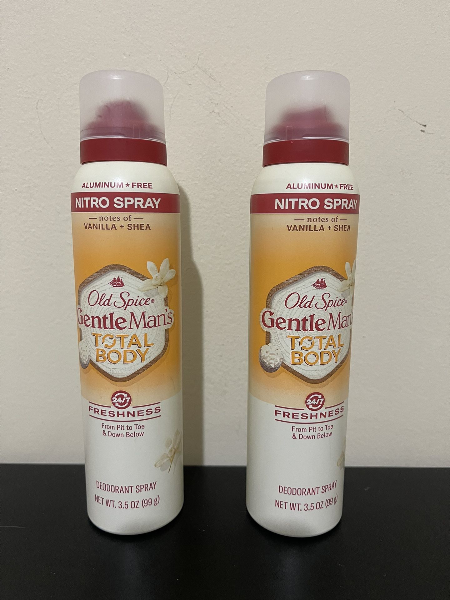 2pack Old Spice Whole Body Deodorant for Men, Total Body Aluminum Free Spray, Vanilla + Shea, 3oz
