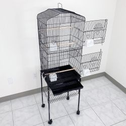 $55 (New) Small to medium bird cage 60” tall parrot parakeet cockatiel bird cage 18x14x60” rolling stand 