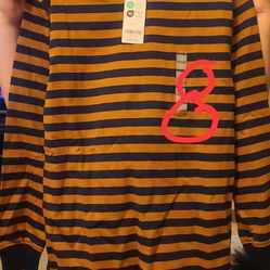 Brand new with tags Kids Carter's long sleeved orange and navy blue striped shirt size 8.