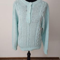 Sterling Harris Teal Sweater w/Pearlscent Buttons Size Medium