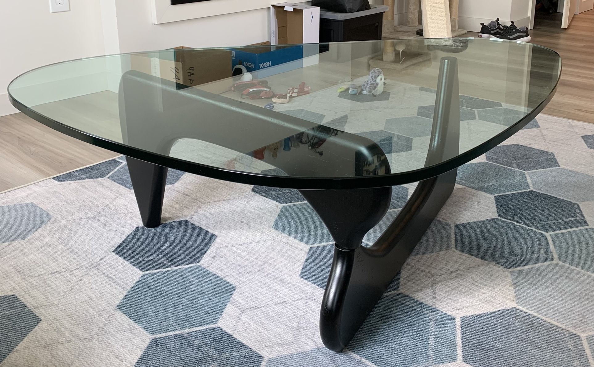 Glass Top Abstract Coffee Table