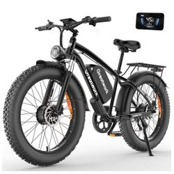 GREATWORK 52V 5000W Peak Dual Motor Electric Bike for Adults, 1300Wh Battery, Up to 45MPH & 100 Miles Range, 24"/26" Fat Tire Electric Mountain Bike w
