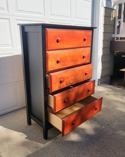 Wooden 5 drawers dresser 58" tall black brown
