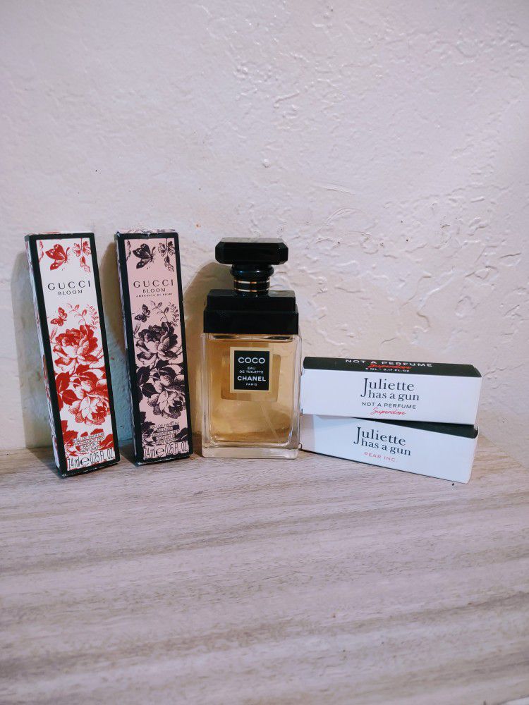 Chanel Coco full size 3.4 spray bottle AND Gucci Bloom AND Juliette Has A Gun perfume bundle lot ($260 Retail)