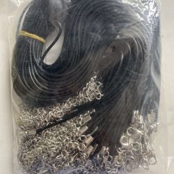 NEW 100 pcs Black Waxed Cord 18 Inch Necklace Strings with Clasp & Extension Chain (.18 cents per ) 