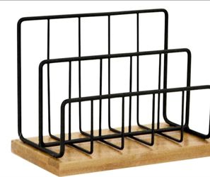 Black Wire & Bamboo Wood Letter Sorter