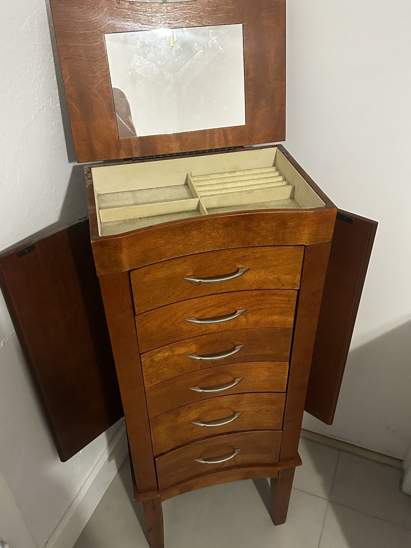 Wooden Jewelry Armoire (Cherry/walnut finish)