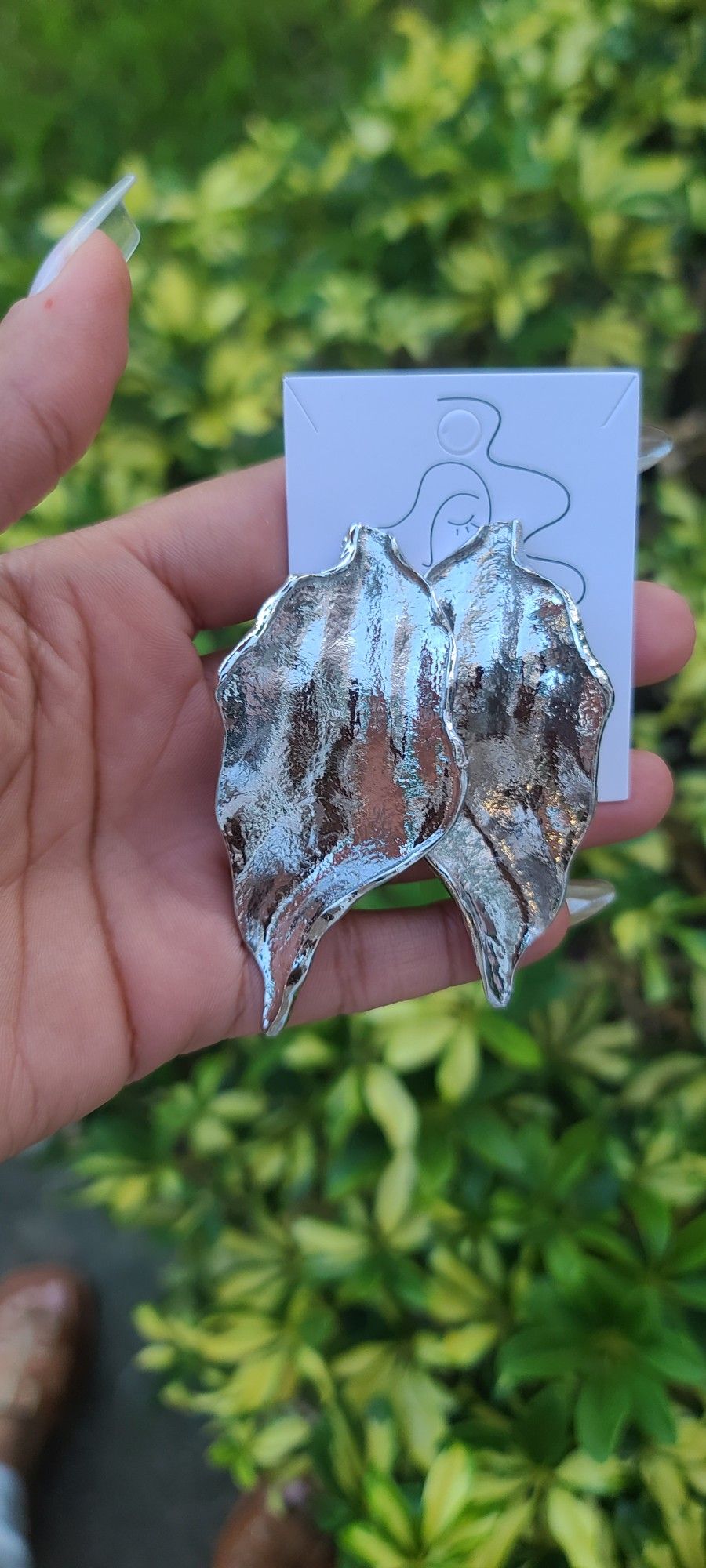 Silver leaf earrings