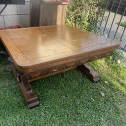 Vintage 1940s Solid Oak Extendable Coffee Table 