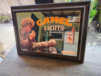 VINTAGE ADVERTISING CAMEL CIGARETTE LIGHT UP SIGN MIRROR