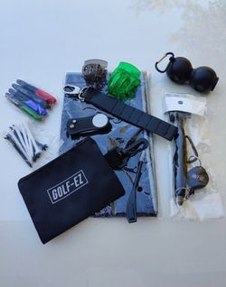 Golf-EZ Golf Essentials Kit | Golf Towel | Cleaning Brush | TRI-LINE Golf Ball Alignment

