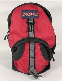 JANSPORT Red Black Daypack Backpack Chain Webbing Utility Clip Dual Pockets
