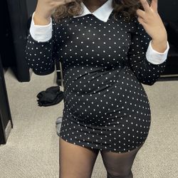 Polka dot dress w/white collar