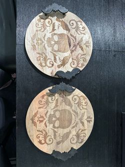 Halloween Skull Wood Serving Boards Set of 2