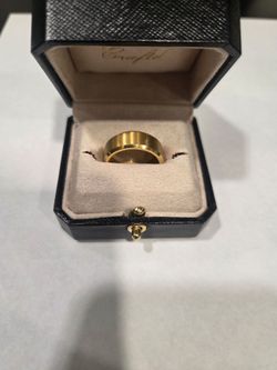 CRAFTD Gold Bevelled Width 8mm Tungsten Carbide Size 8.5
