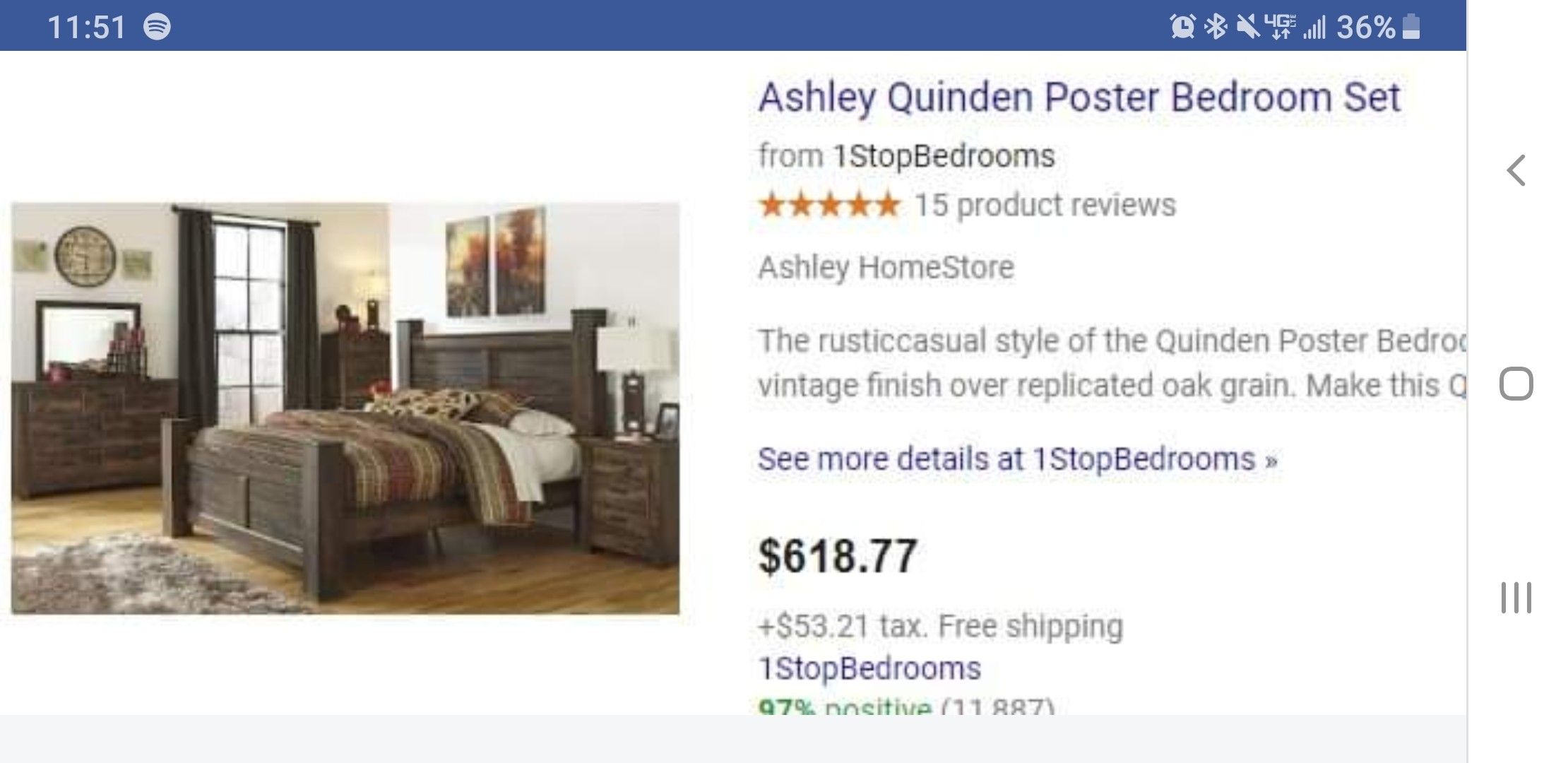 Ashley Quinden Poster Bed frame