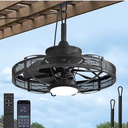 20” outdoor waterproof ceiling fan w light and remote