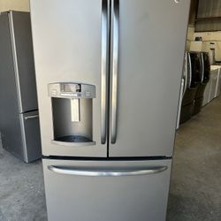 Full Size Slate Finish GE® 27.7 Cu.Ft. FrenchDoor water and 2 icemakers can deliver Dimensions: 69 7/8 H × 35 3/4 W x 36 1/4 D Retail for $2799