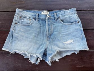 Madewell Distressed Light Wash Denim Shorts Raw Hem Women’s 29
