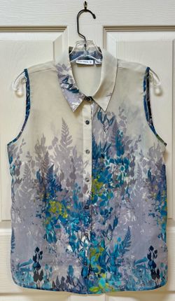 Susan Graver Collared Sleeveless Top (M)