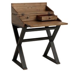 World Market’s Distressed Antique Cognac and Black Wood Secretary Desk