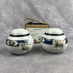 Noritake Kachina 8458 Salt Pepper Shakers Southwest Santa Fe Aztec NWT